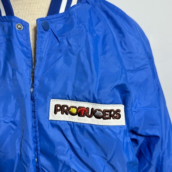 Vtg Producers Bomber Jacket Mens Large Blue Snap Button Jacket - Picture 8 of 10